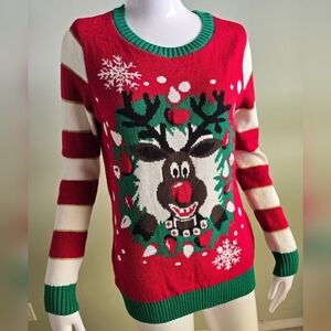 🌈Ugly Christmas Sweater Reindeer Oversized Cozy Comfy Size Small Unisex